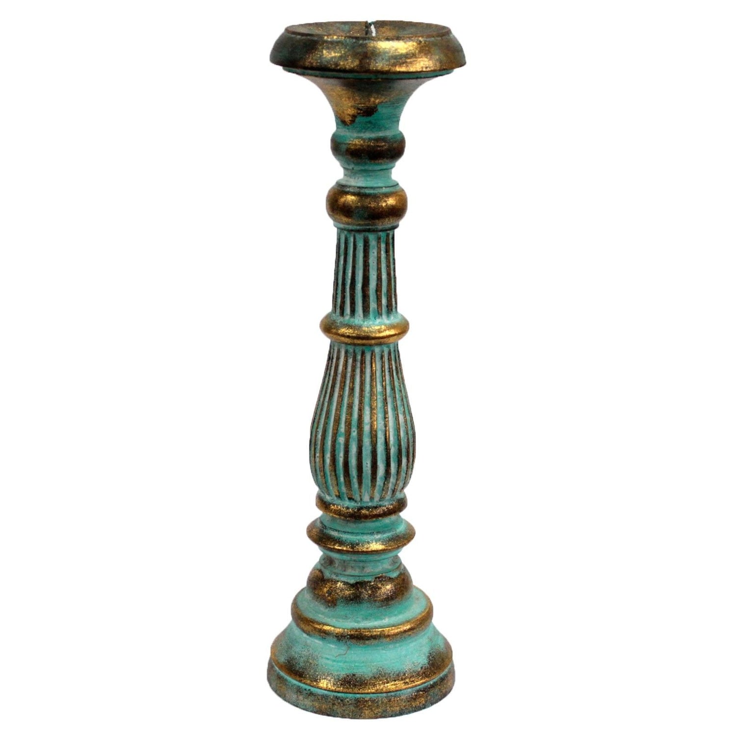 Large Candle Stand - Turquois Gold Vintage Candle Stands - Bath Indulgence