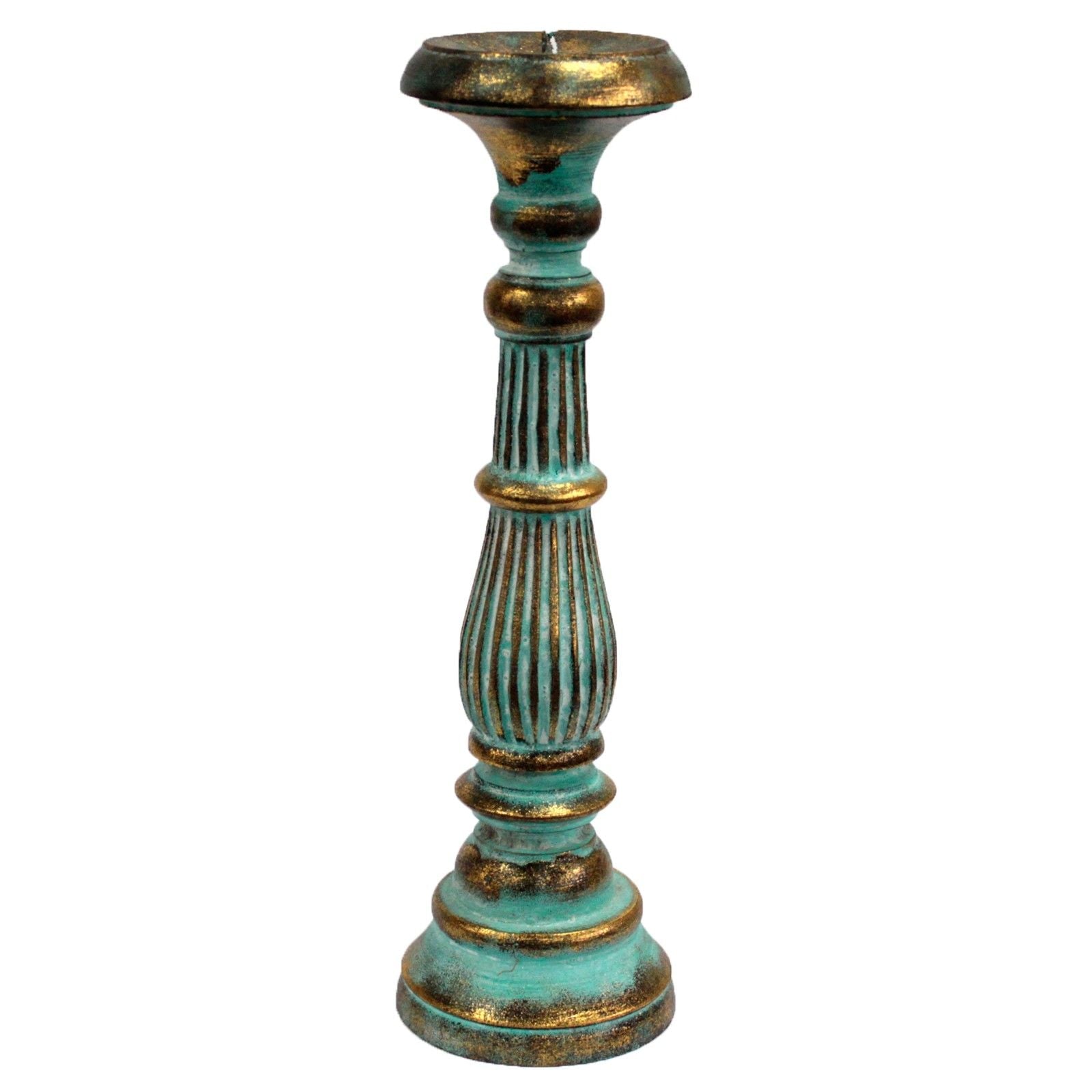 Large Candle Stand - Turquois Gold Vintage Candle Stands - Bath Indulgence