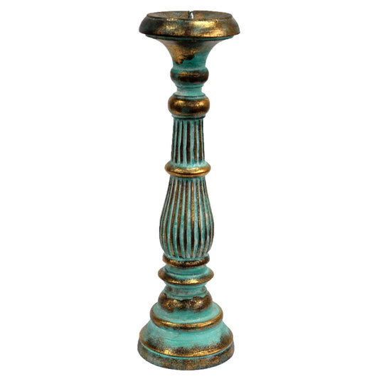 Large Candle Stand - Turquois Gold Vintage Candle Stands - Bath Indulgence