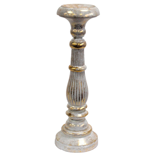 Large Candle Stand - White Gold Vintage Candle Stands - Bath Indulgence