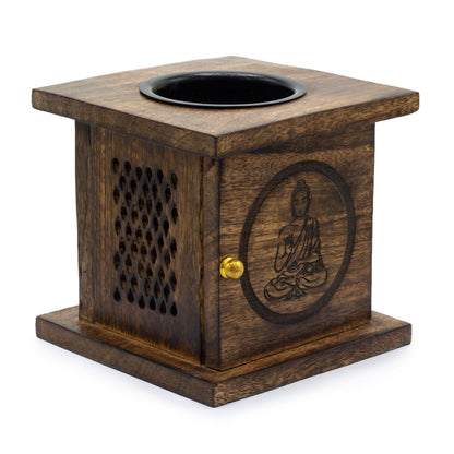 Large Mango Box Burner - Buddha Mango Wood Oil Burners - Bath Indulgence