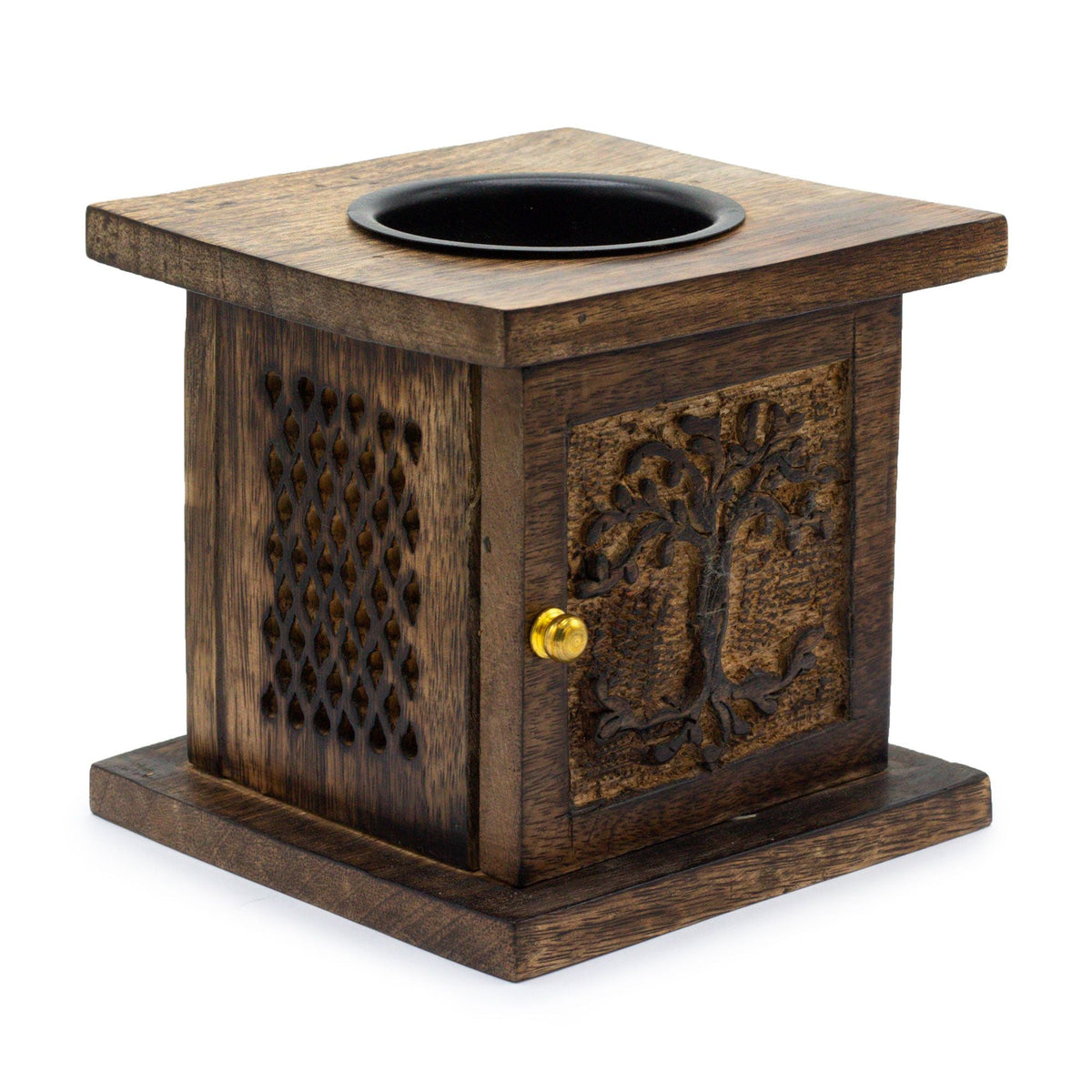 Large Mango Box Burner - Tree of life Mango Wood Oil Burners - Bath Indulgence
