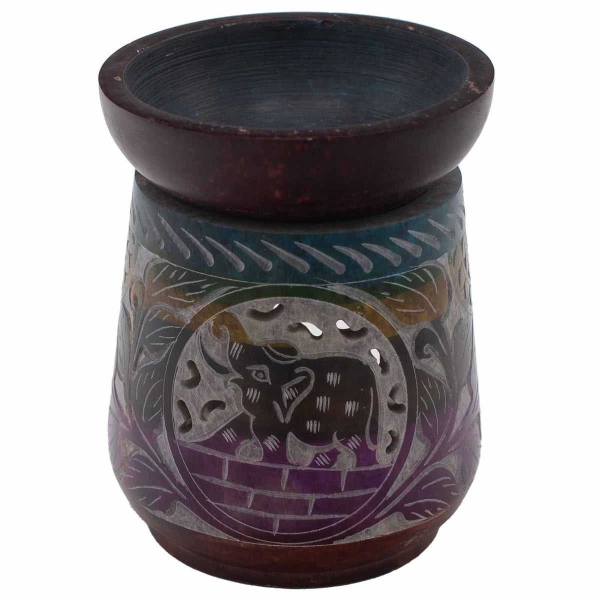 Large Soapstone Oil Burner 13x10cm - Elephant - Five Colours Soapstone Oil Burners - Bath Indulgence