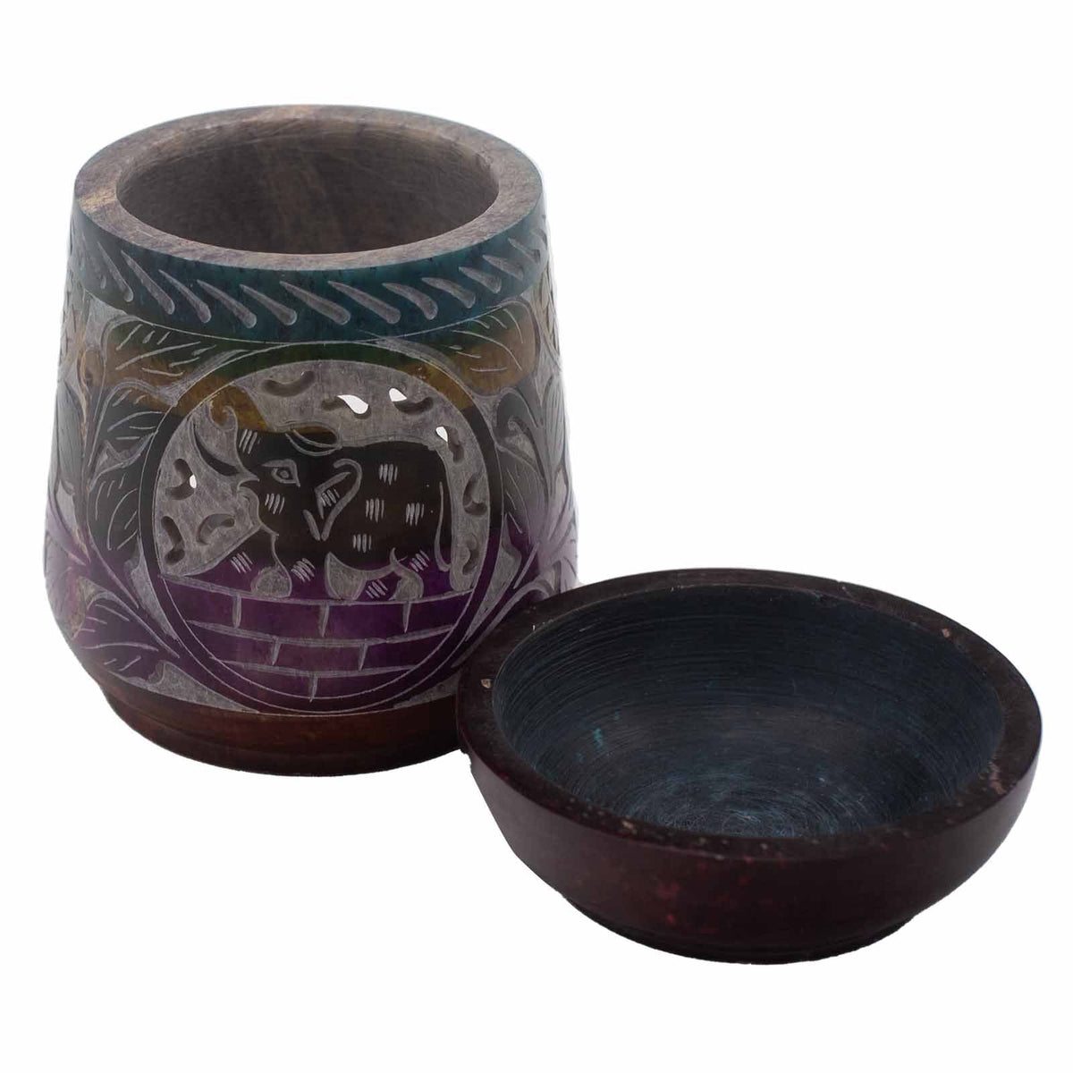 Large Soapstone Oil Burner 13x10cm - Elephant - Five Colours Soapstone Oil Burners - Bath Indulgence