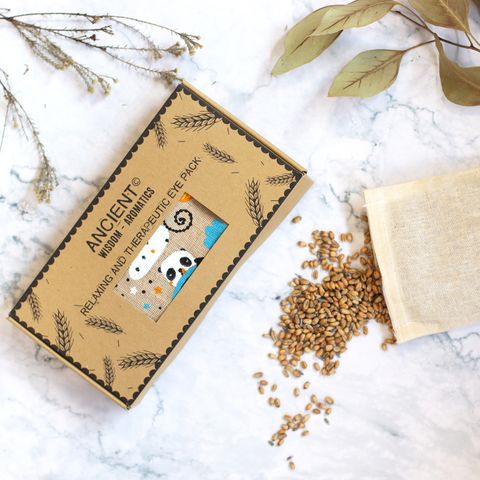 Lavender Natural Cotton and Juco Eye Pillow in Gift Box - Sleepy Panda Eye Pillow With Gift Box - Bath Indulgence