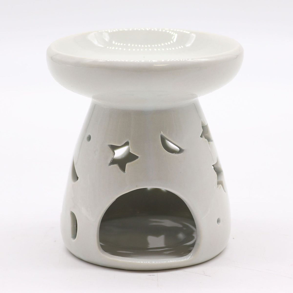 Lrg Classic White Oil Burner - Moon & Star Classic White Oil Burners - Bath Indulgence