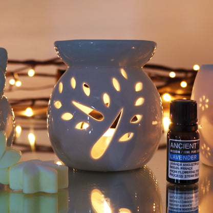 Lrg Classic White Oil Burner - Tree Cut - out Classic White Oil Burners - Bath Indulgence
