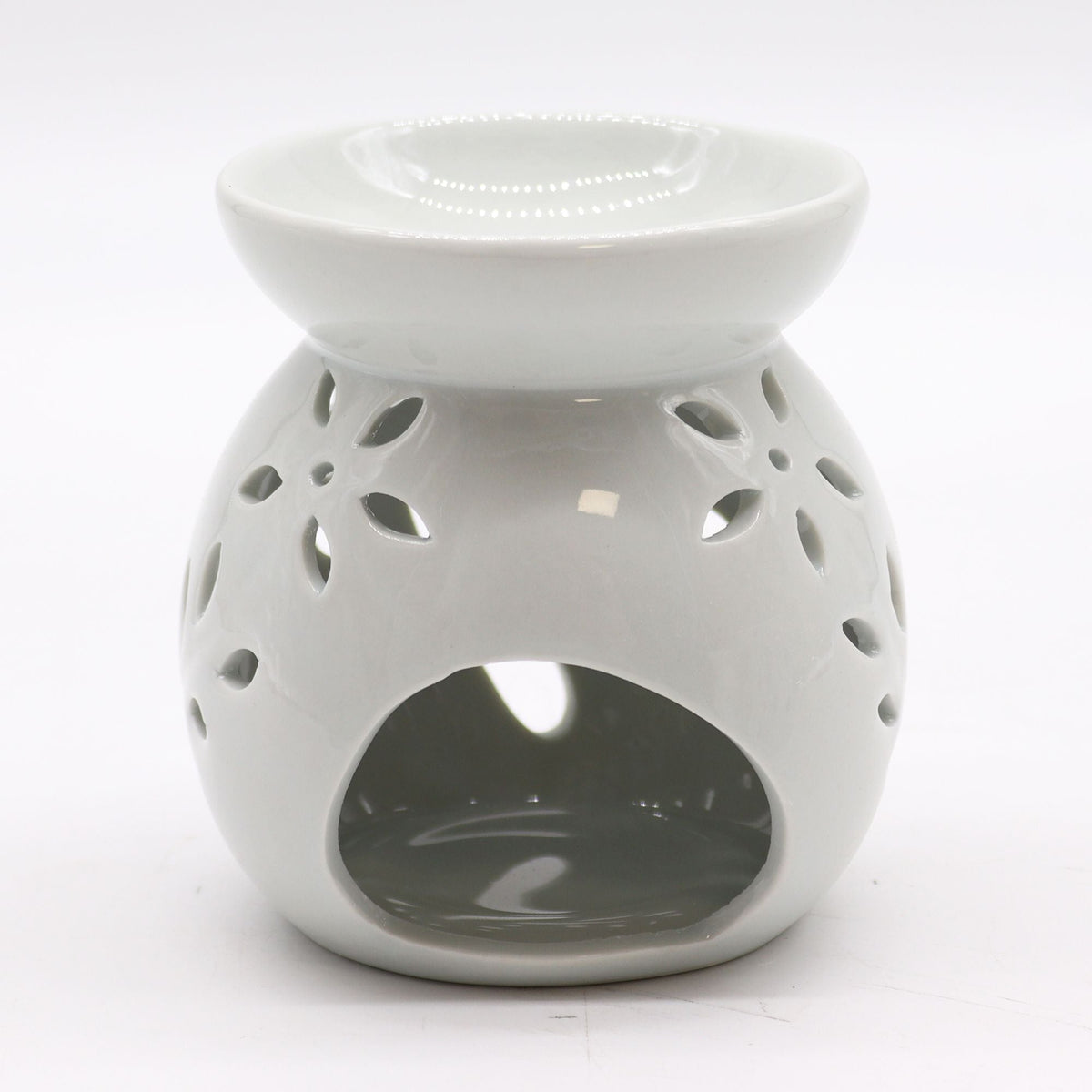 Lrg Classic White Oil Burner - Tree Cut - out Classic White Oil Burners - Bath Indulgence