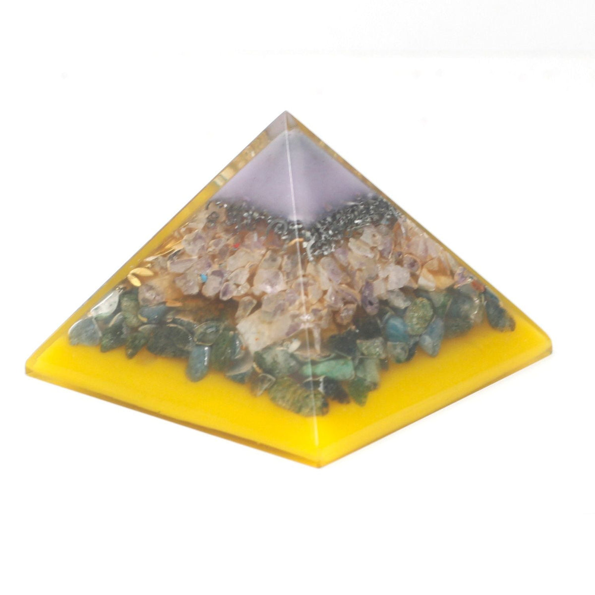 Lrg Organite Pyramid 70mm - Tree（gold base) Orgonite Ojbects and Pyramids - Bath Indulgence