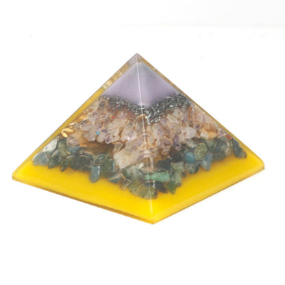 Lrg Organite Pyramid 70mm - Tree（gold base) Orgonite Ojbects and Pyramids - Bath Indulgence