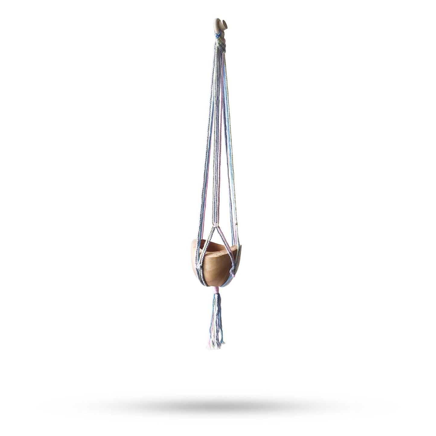 Macrame Pot Holder Classic - Pastal Tones Bathroom Med Pot Macrame Pot Holder - Bath Indulgence