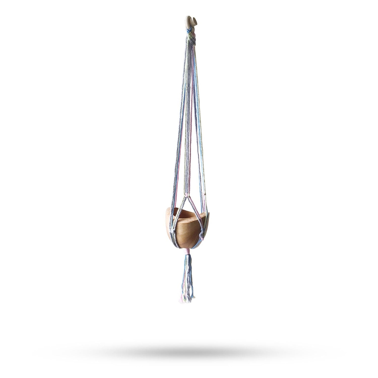 Macrame Pot Holder Classic - Pastal Tones Bathroom Med Pot Macrame Pot Holder - Bath Indulgence