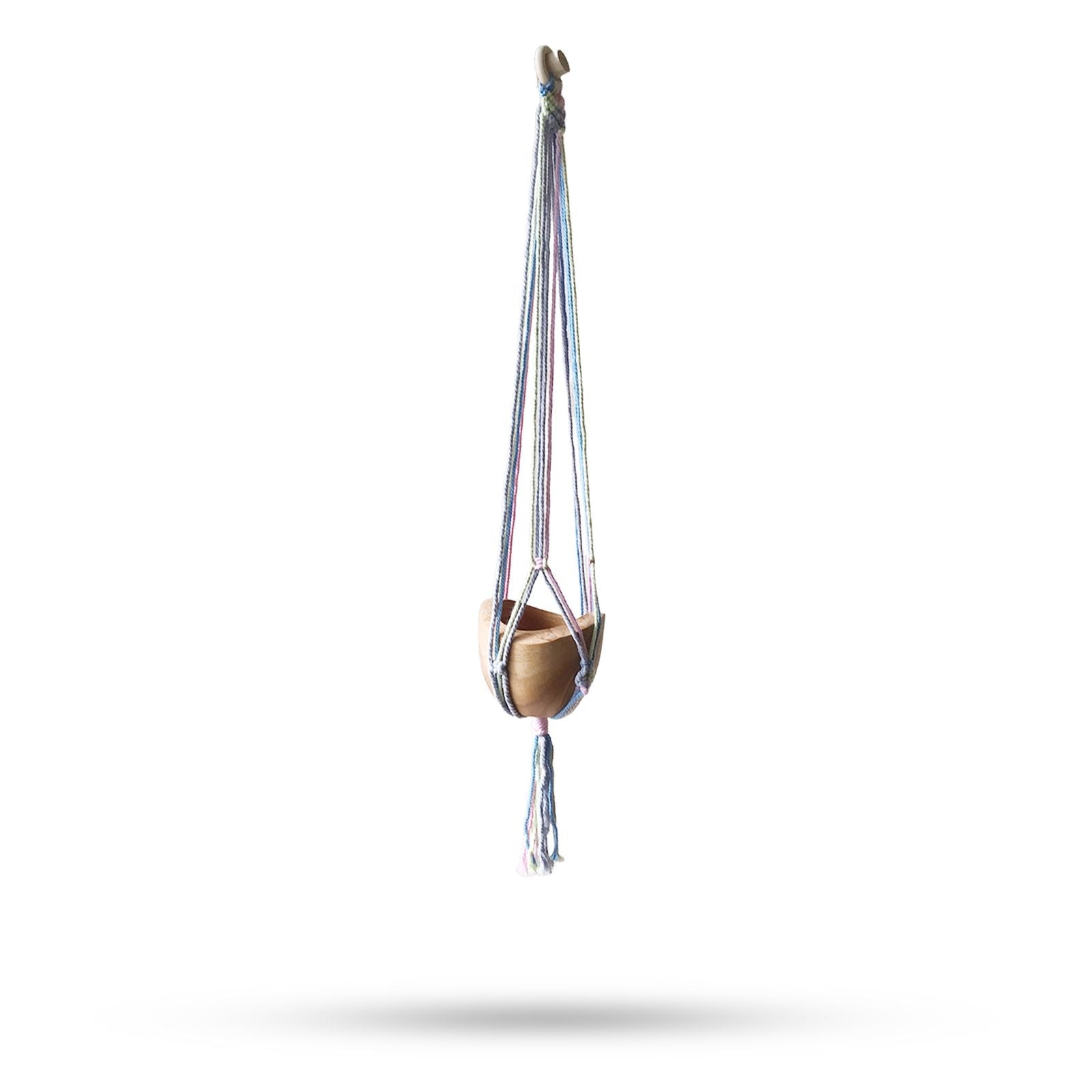 Macrame Pot Holder Classic - Pastal Tones Bathroom Med Pot Macrame Pot Holder - Bath Indulgence