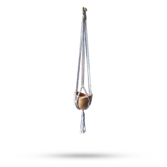 Macrame Pot Holder Classic - Pastal Tones Bathroom Med Pot Macrame Pot Holder - Bath Indulgence