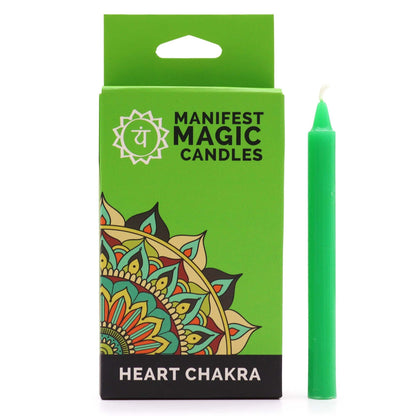 Manifest Magic Candles (pack of 12) - Green - Heart Chakra Magic Candles for Manifestation - Bath Indulgence