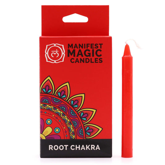 Manifest Magic Candles (pack of 12) - Red - Root Chakra Magic Candles for Manifestation - Bath Indulgence