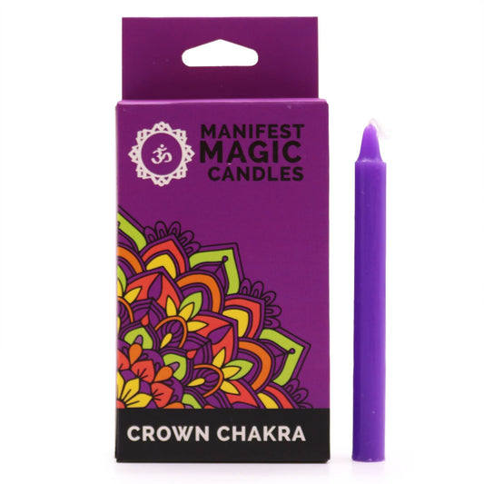 Manifest Magic Candles (pack of 12) - Violet - Crown Chakra Magic Candles for Manifestation - Bath Indulgence