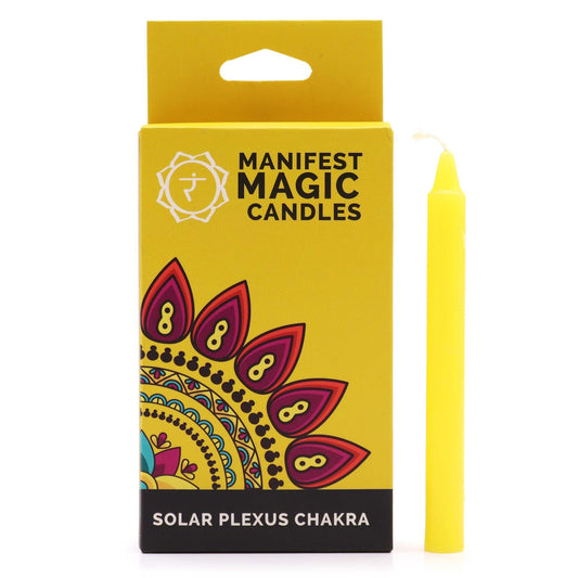 Manifest Magic Candles (pack of 12) - Yellow - Solar Plexus Chakra Magic Candles for Manifestation - Bath Indulgence