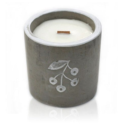 Med Pot - Berrys - Juniper & Sweet Gin Concrete Wooden Wick Candle - Bath Indulgence