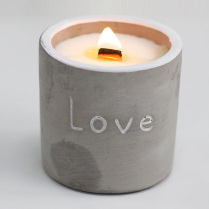 Med Pot - Love - Purple Fig & Casis Concrete Wooden Wick Candle - Bath Indulgence