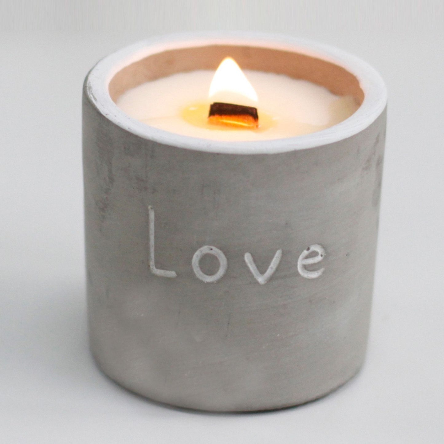 Med Pot - Love - Purple Fig & Casis Concrete Wooden Wick Candle - Bath Indulgence