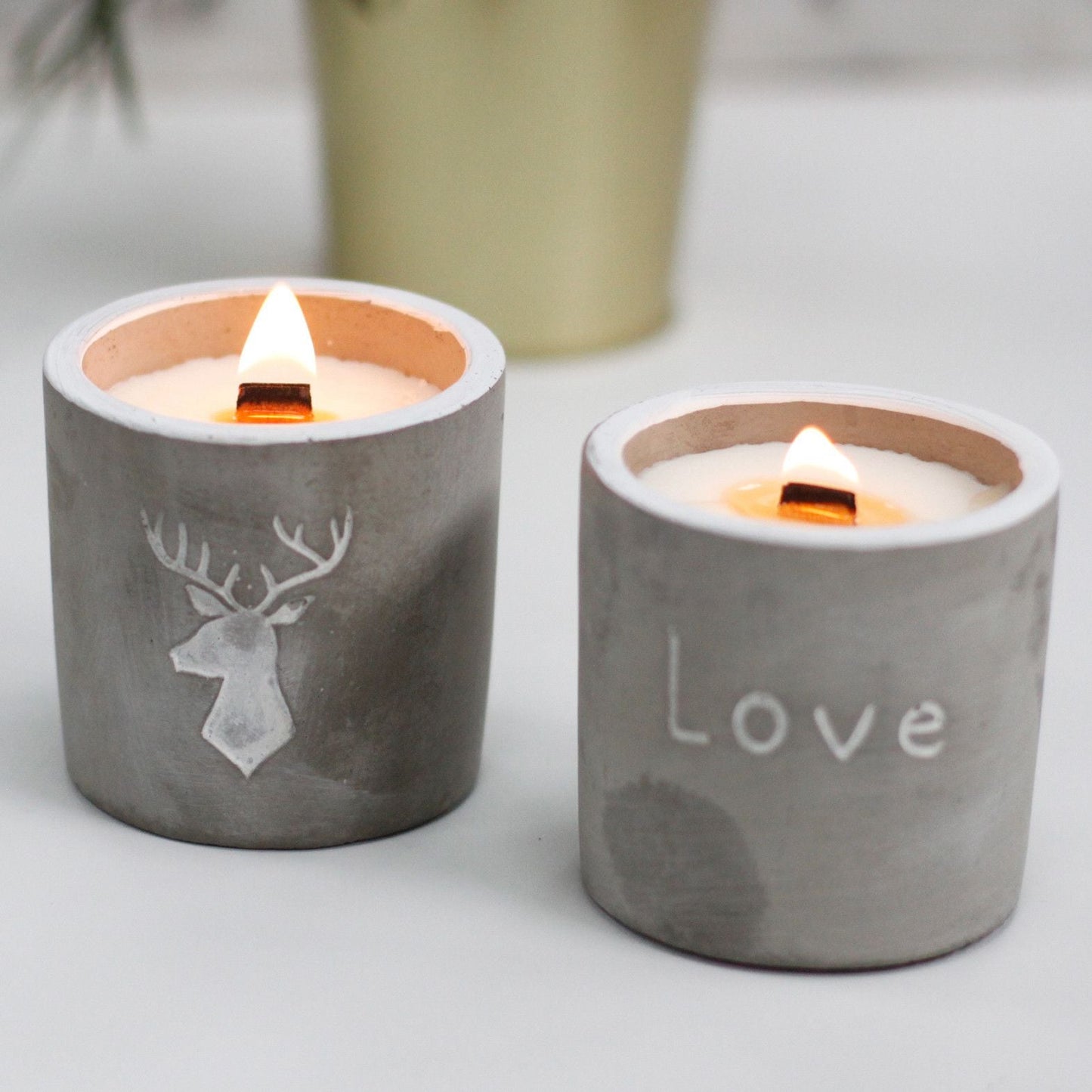 Med Pot - Love - Purple Fig & Casis Concrete Wooden Wick Candle - Bath Indulgence