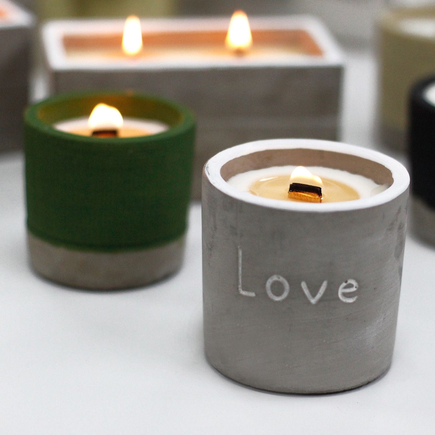 Med Pot - Love - Purple Fig & Casis Concrete Wooden Wick Candle - Bath Indulgence