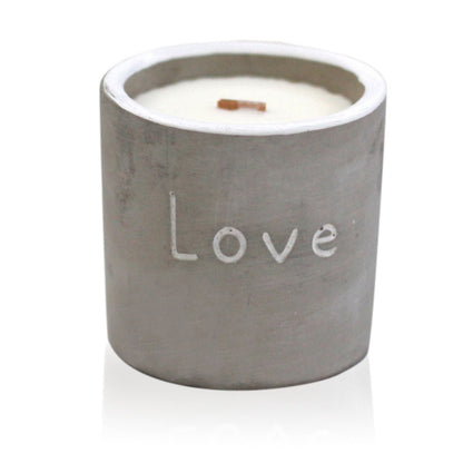 Med Pot - Love - Purple Fig & Casis Concrete Wooden Wick Candle - Bath Indulgence