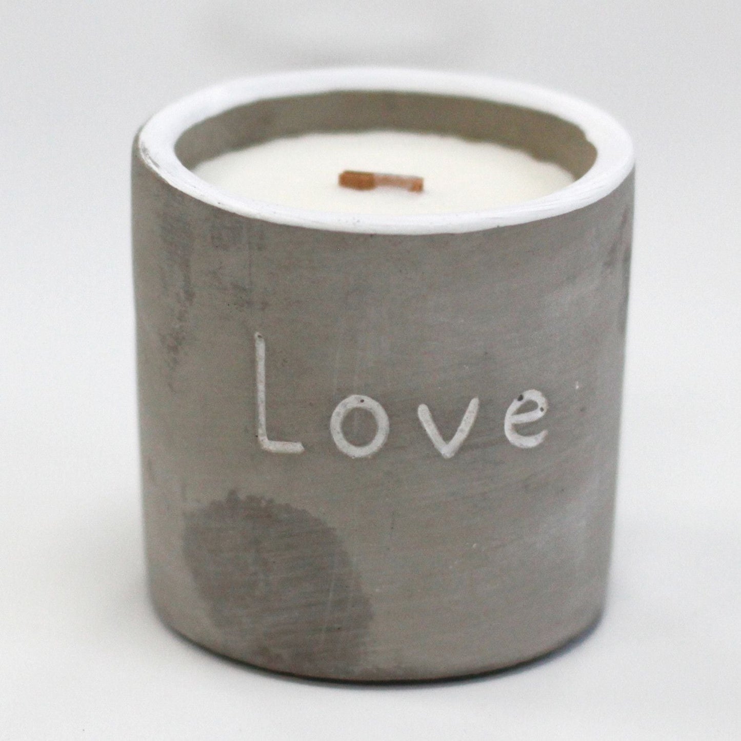 Med Pot - Love - Purple Fig & Casis Concrete Wooden Wick Candle - Bath Indulgence
