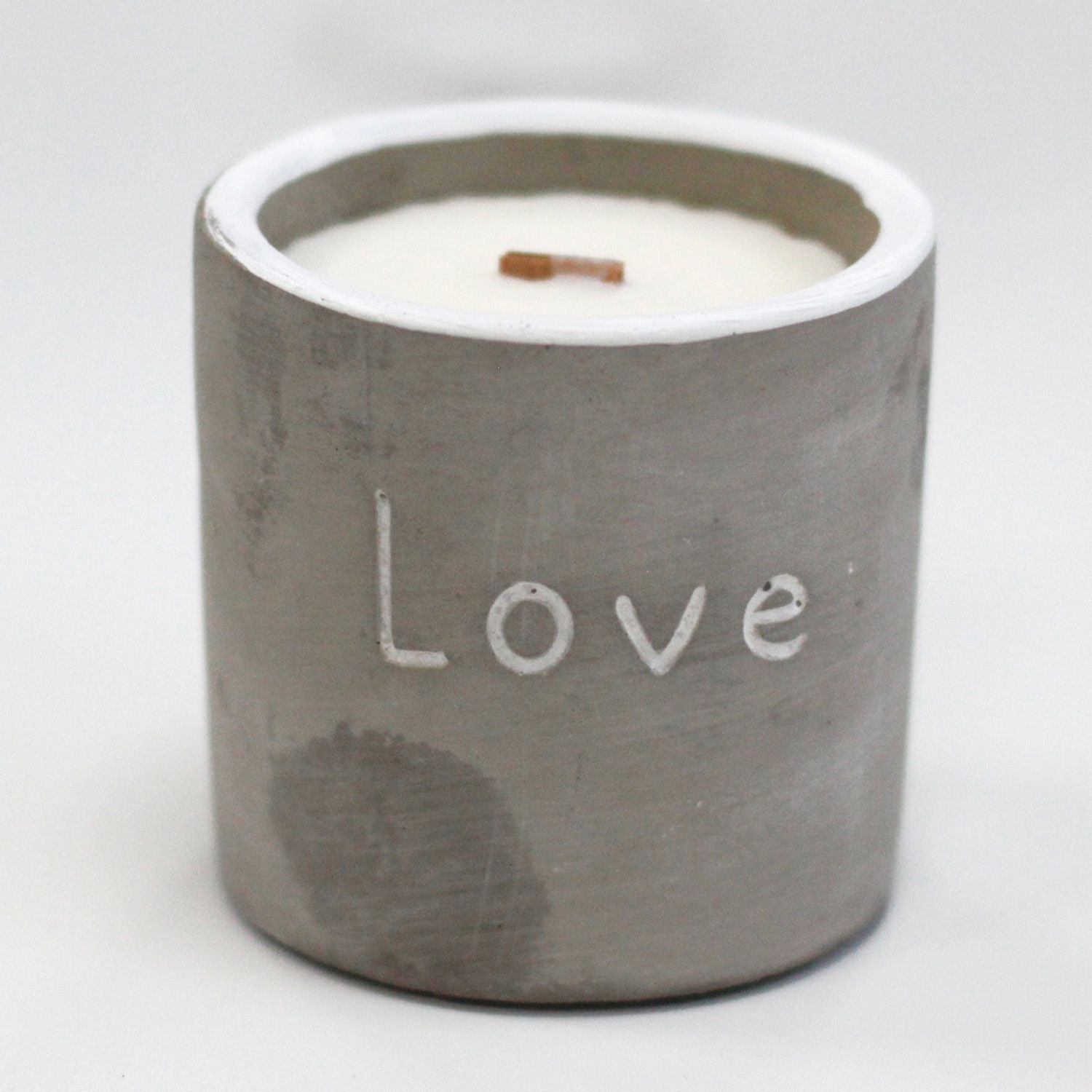 Med Pot - Love - Purple Fig & Casis Concrete Wooden Wick Candle - Bath Indulgence