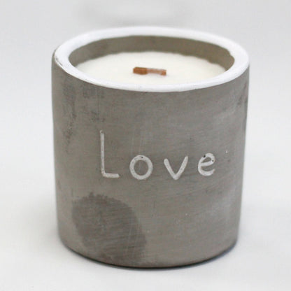 Med Pot - Love - Purple Fig & Casis Concrete Wooden Wick Candle - Bath Indulgence