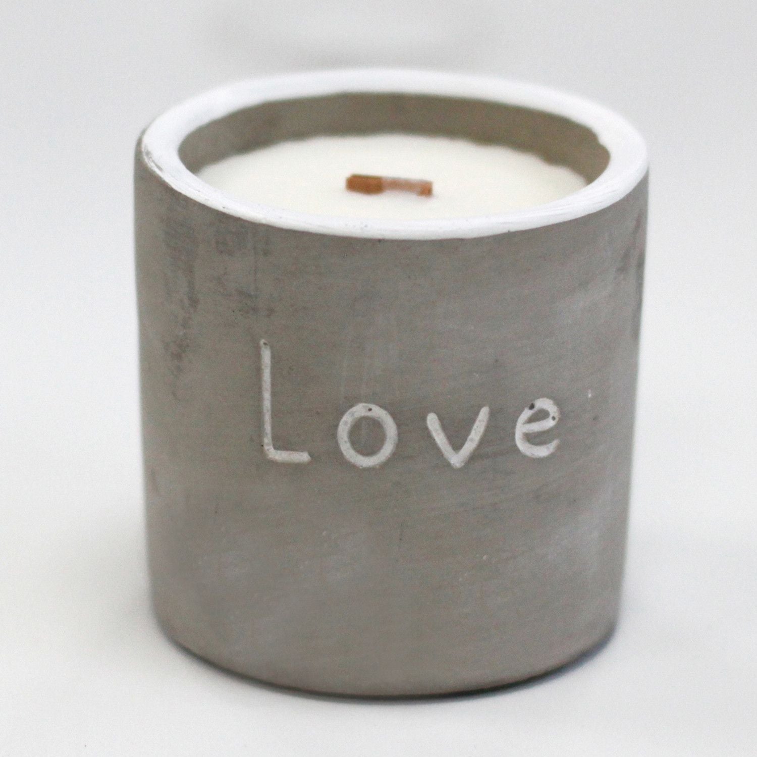 Med Pot - Love - Purple Fig & Casis Concrete Wooden Wick Candle - Bath Indulgence