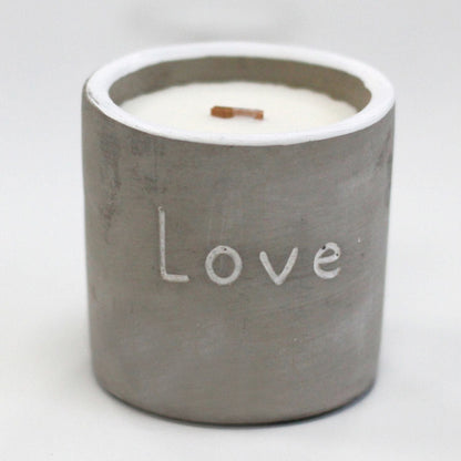 Med Pot - Love - Purple Fig & Casis Concrete Wooden Wick Candle - Bath Indulgence