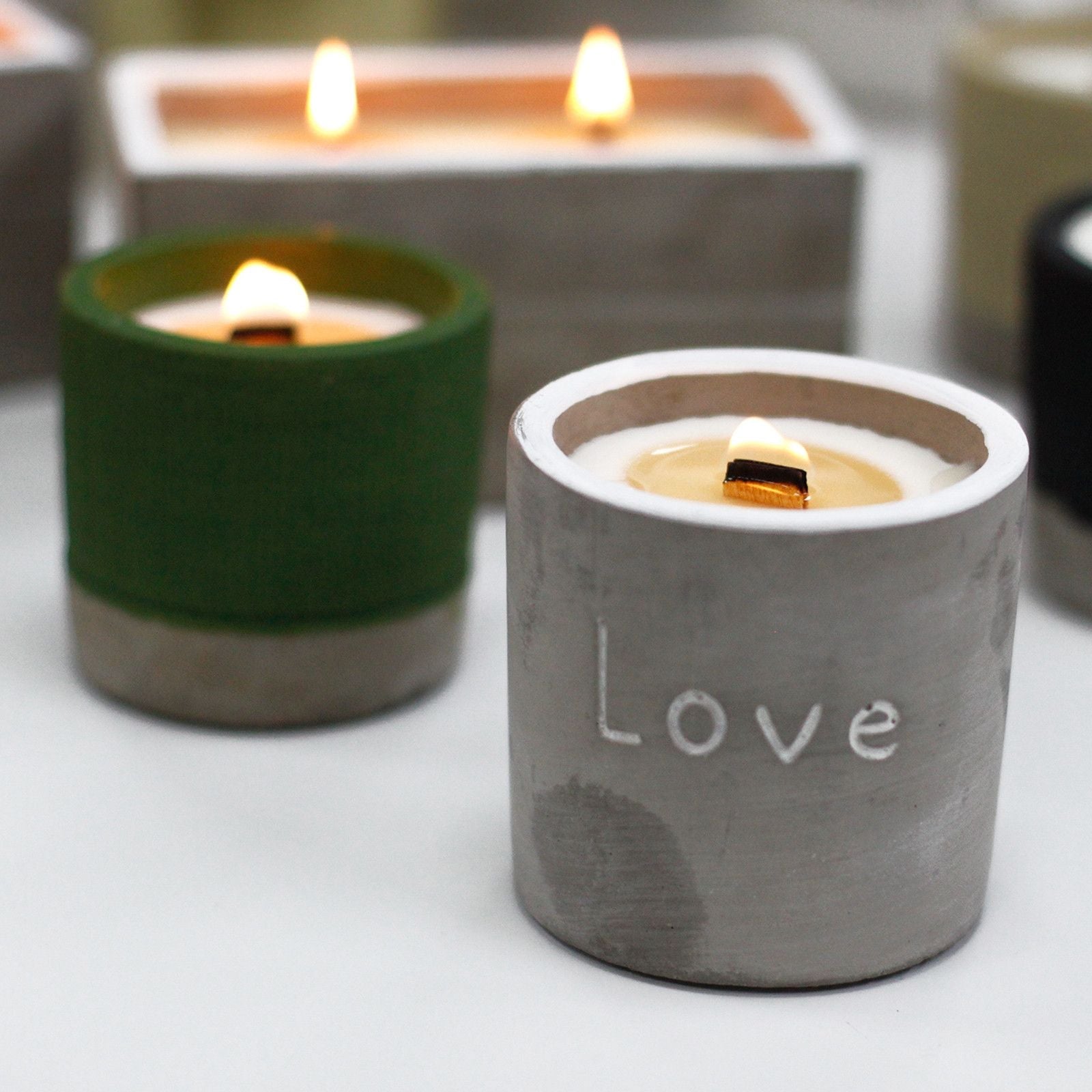 Med Pot - Love - Purple Fig & Casis Concrete Wooden Wick Candle - Bath Indulgence