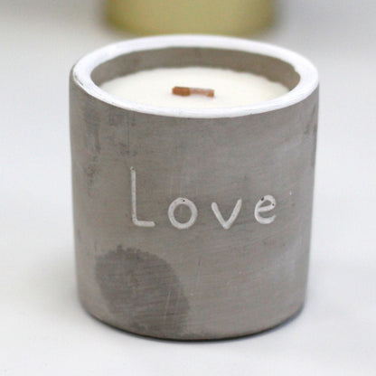 Med Pot - Love - Purple Fig & Casis Concrete Wooden Wick Candle - Bath Indulgence