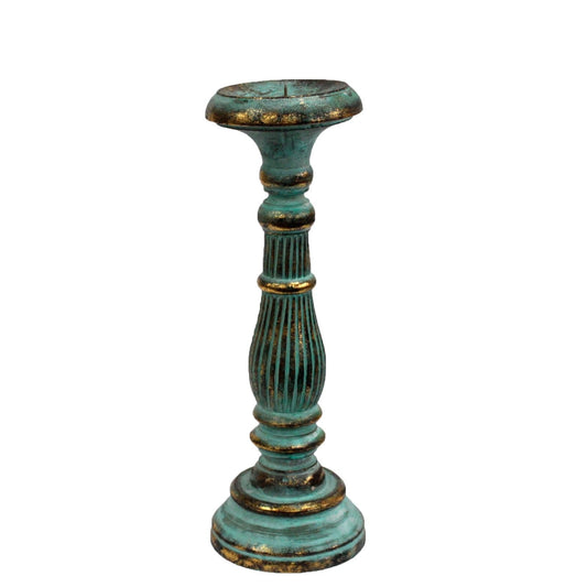 Medium Candle Stand - Turquois Gold Vintage Candle Stands - Bath Indulgence
