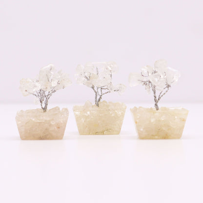 Mini Gemstone Tree On Orgonite Base - Rock Quartz (15 stones) Mini Gemstone Trees - Bath Indulgence