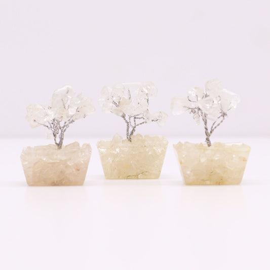 Mini Gemstone Tree On Orgonite Base - Rock Quartz (15 stones) Mini Gemstone Trees - Bath Indulgence