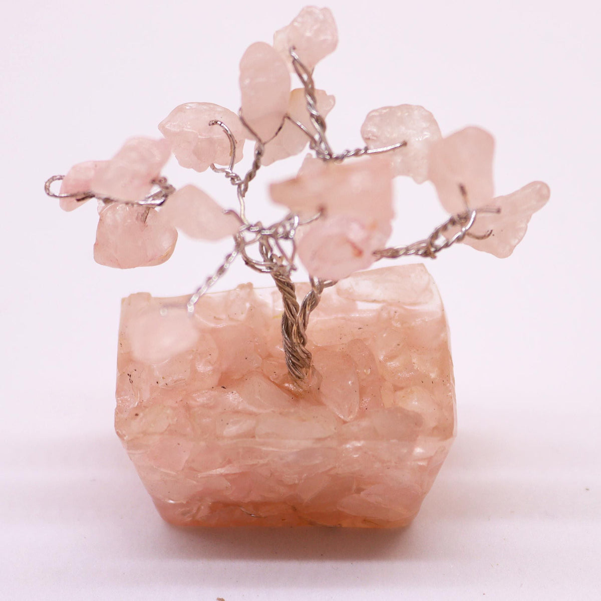Mini Gemstone Tree On Orgonite Base - Rose Quartz (15 stones) Mini Gemstone Trees - Bath Indulgence