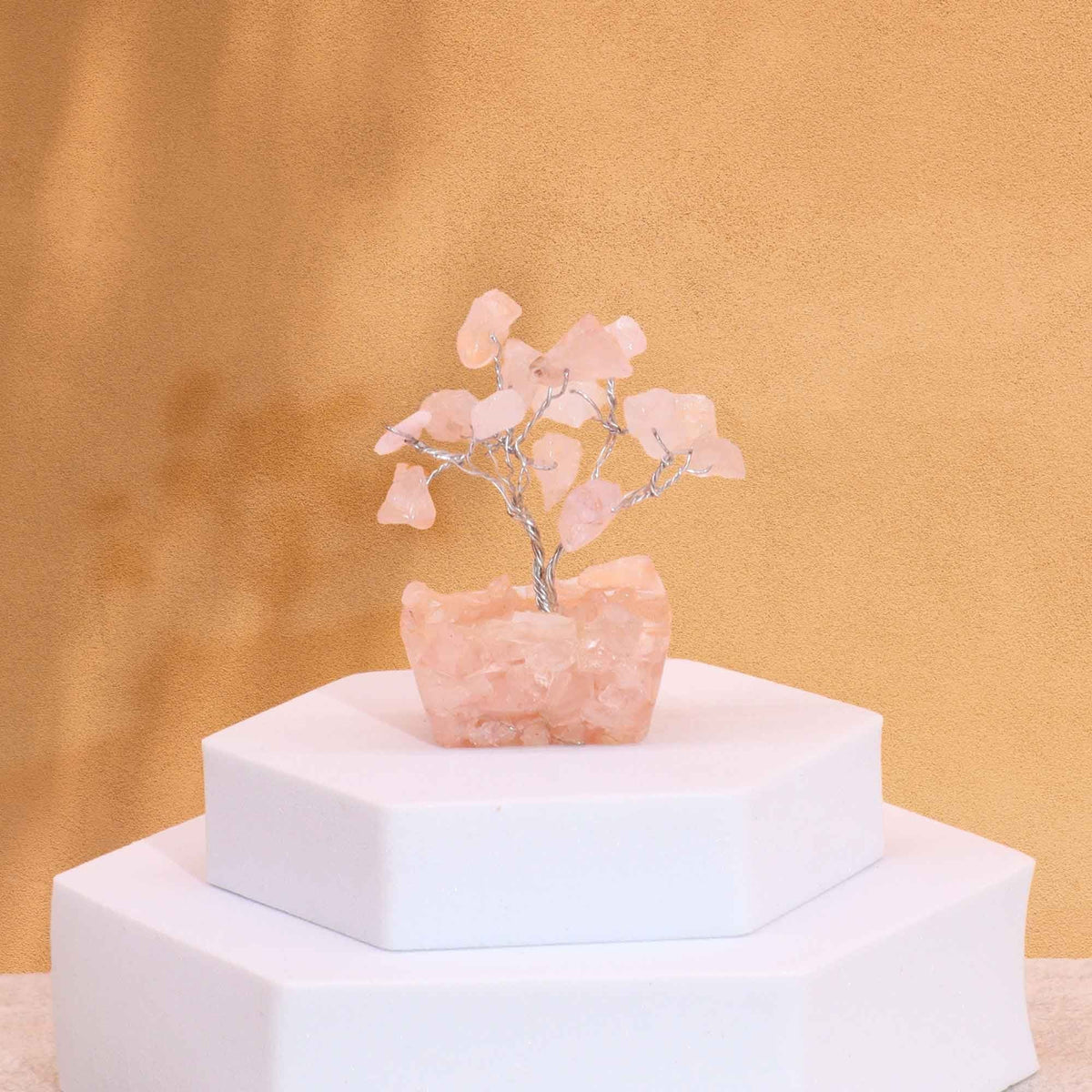 Mini Gemstone Tree On Orgonite Base - Rose Quartz (15 stones) Mini Gemstone Trees - Bath Indulgence