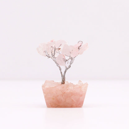 Mini Gemstone Tree On Orgonite Base - Rose Quartz (15 stones) Mini Gemstone Trees - Bath Indulgence