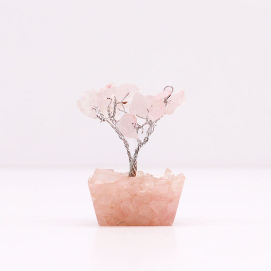 Mini Gemstone Tree On Orgonite Base - Rose Quartz (15 stones) Mini Gemstone Trees - Bath Indulgence