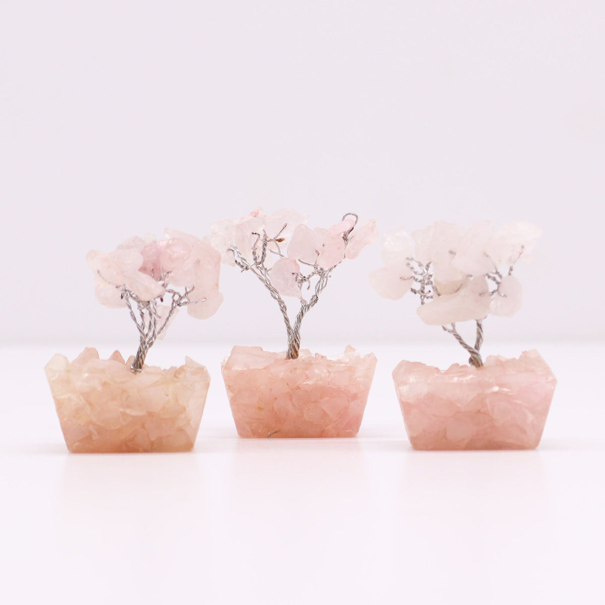 Mini Gemstone Tree On Orgonite Base - Rose Quartz (15 stones) Mini Gemstone Trees - Bath Indulgence