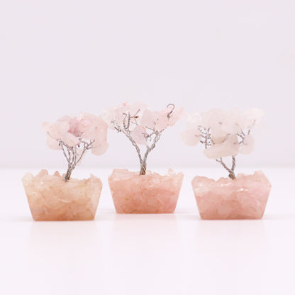Mini Gemstone Tree On Orgonite Base - Rose Quartz (15 stones) Mini Gemstone Trees - Bath Indulgence