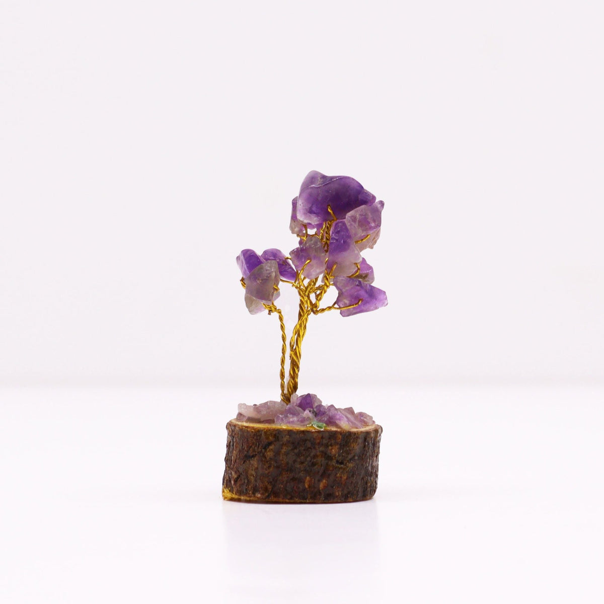 Mini Gemstone Tree On Wood Base - Amethyst (15 stones) Mini Gemstone Trees - Bath Indulgence