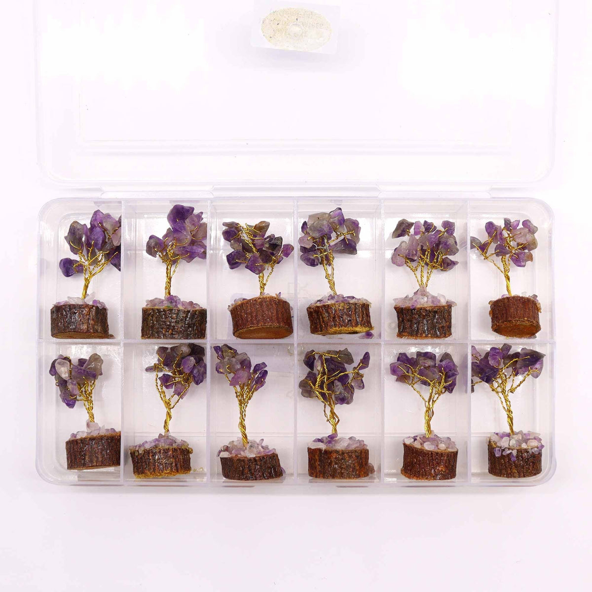 Mini Gemstone Tree On Wood Base - Amethyst (15 stones) Mini Gemstone Trees - Bath Indulgence