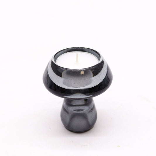 Mushroom Flip Dinner Candle / Tealight Holder - Midnight Grey Glass Candle Holders & Jars - Bath Indulgence