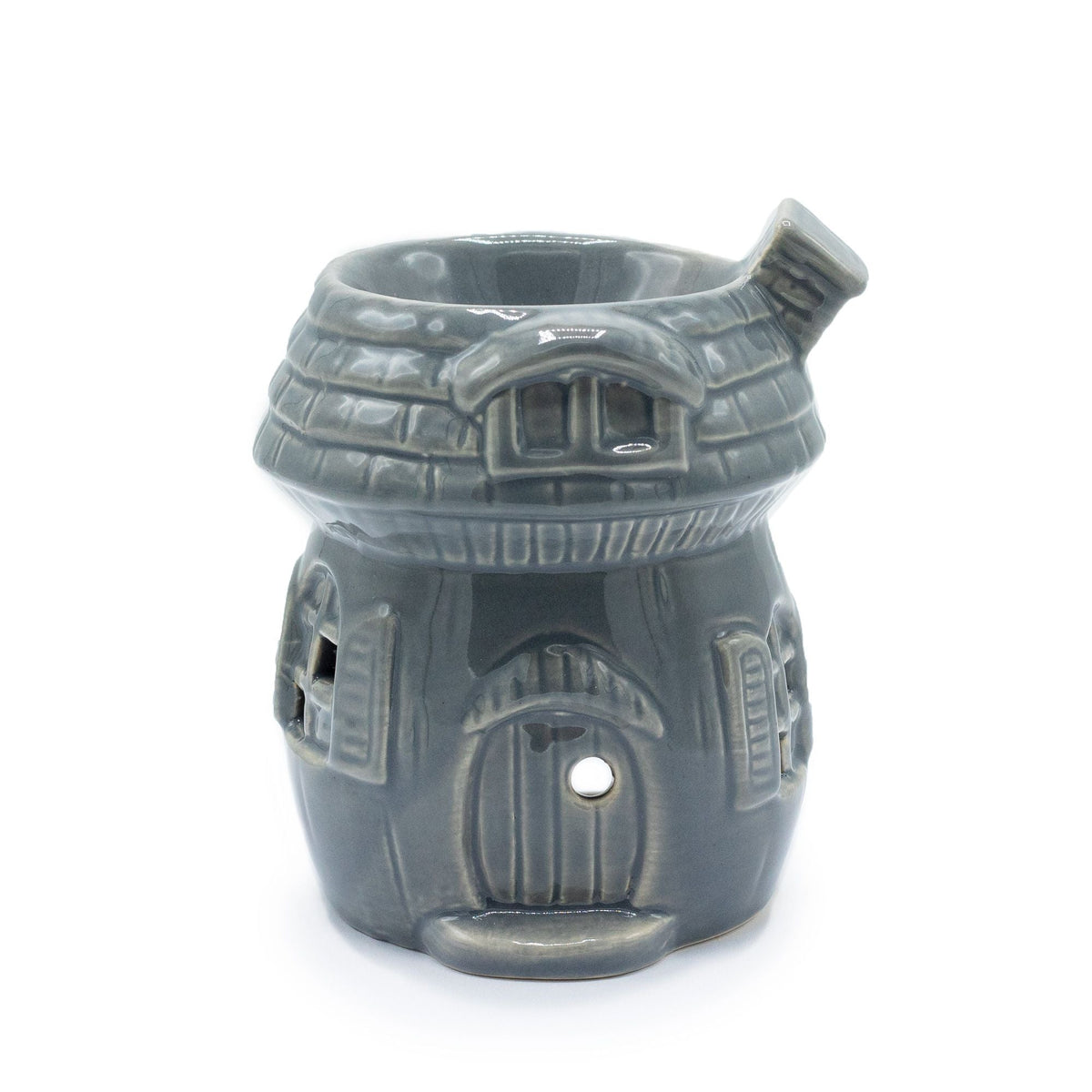 Mushroom House Oil Burner - Grey Various Shaped Ceramic Oil Burners - Bath Indulgence