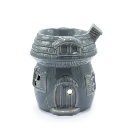 Mushroom House Oil Burner - Grey Various Shaped Ceramic Oil Burners - Bath Indulgence