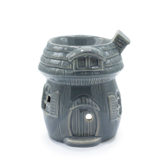 Mushroom House Oil Burner - Grey Various Shaped Ceramic Oil Burners - Bath Indulgence